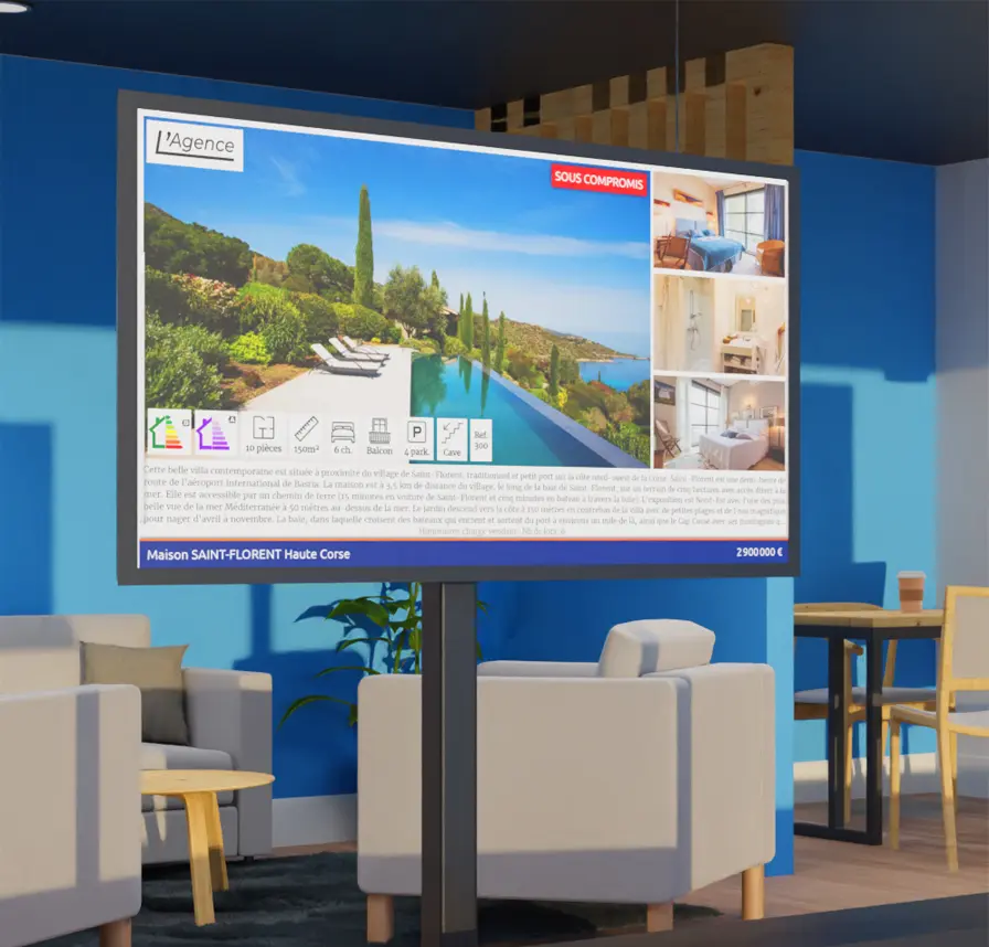 Ecran vitrine agence immobilière